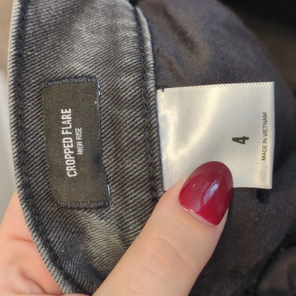 Express dark gray copped flare high rise raw hem jeans - Picture 10 of 12